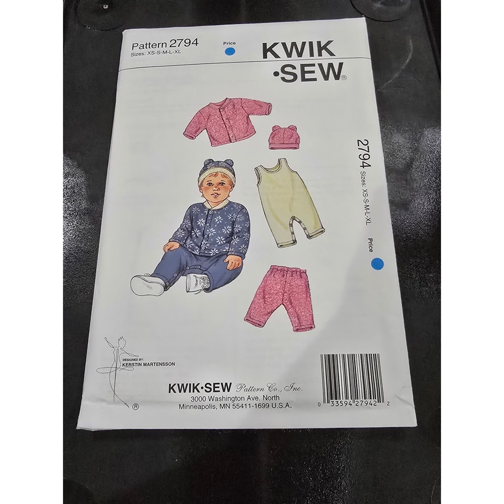Kwik Sew‎ 2794 Baby Jacket Pants Overalls Hat Sewing Pattern XS-XL Fleece Knits